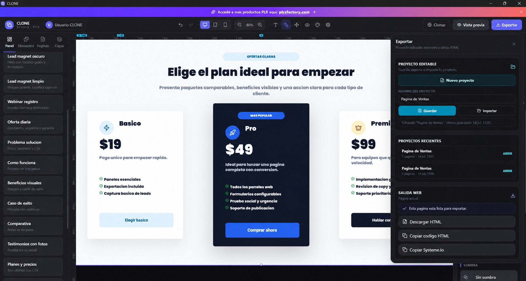 Exporta y publica